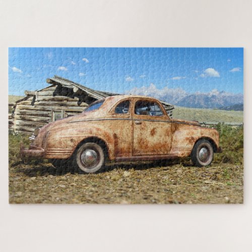 Old Vintage Rusty Barn Find Car Automobile Jigsaw Puzzle