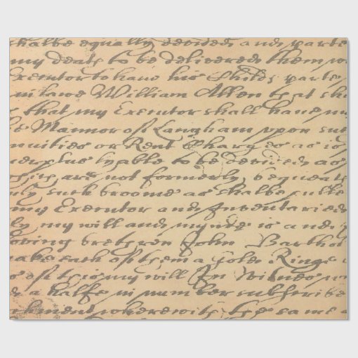 Old Vintage Script Wrapping Paper | Zazzle