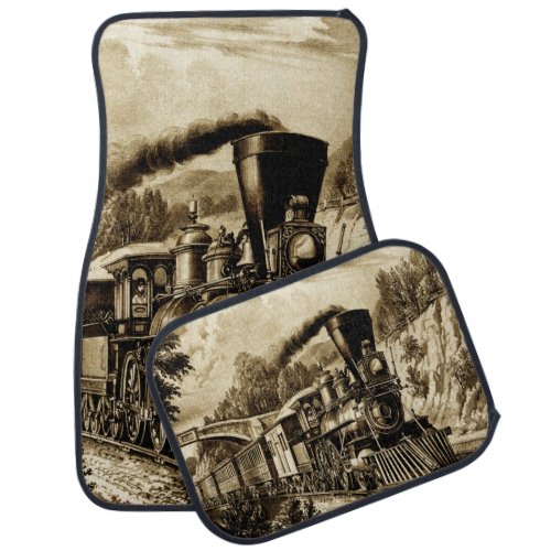 Old Vintage Steam Train Engine Railroad Railway    Car Floor Mat