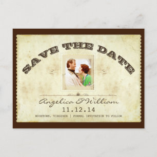 old vintage ticket photo save the date postcards