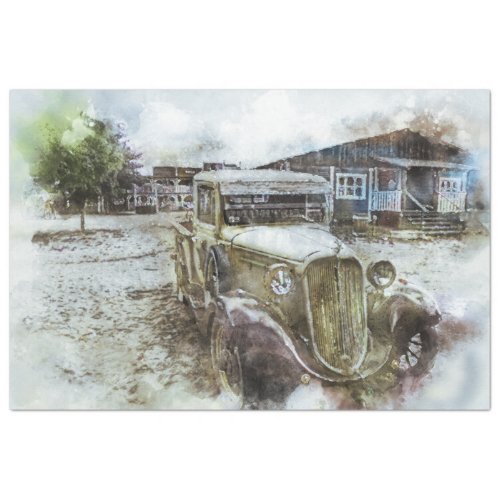 Old Vintage Town Truck 20x30  Decoupage Tissue Paper