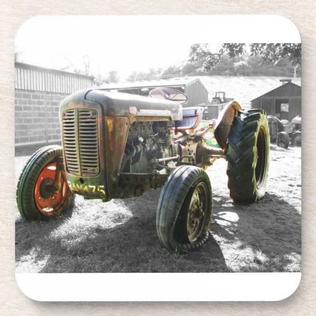 Old Vintage Tractor farm machinery Beverage Coaster (Front)