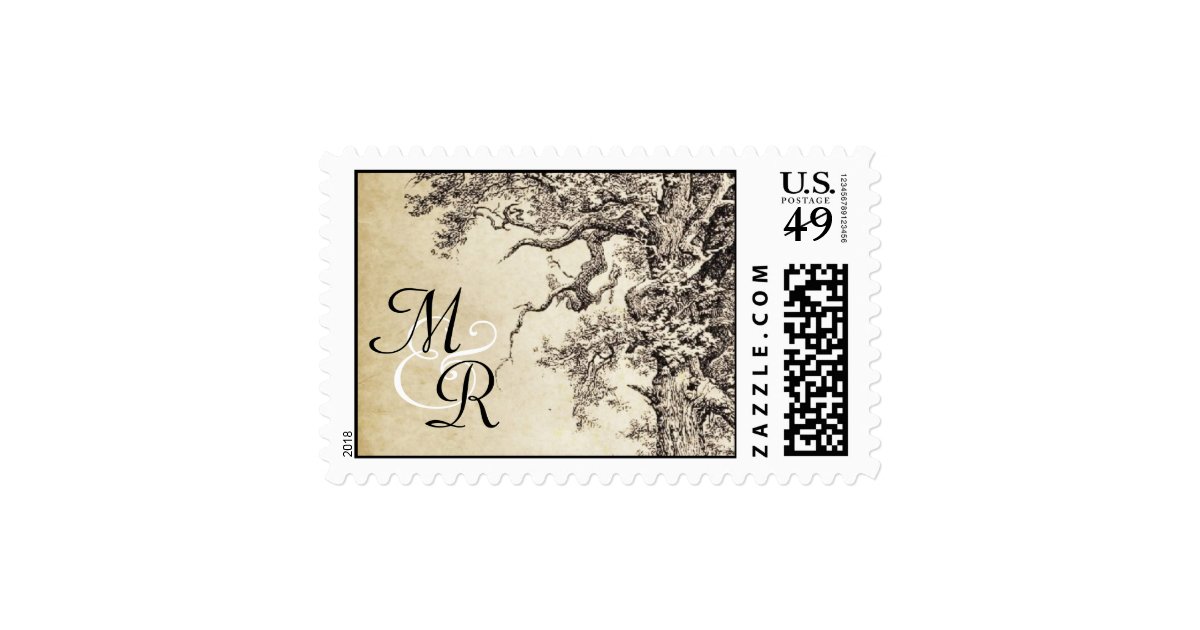 old vintage tree drawing postage stamps | Zazzle