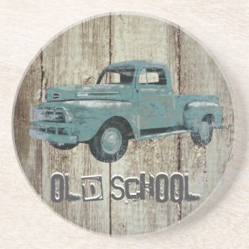 Old Vintage Truck Old School Distressed Coaster by WillowTreePrints at Zazzle