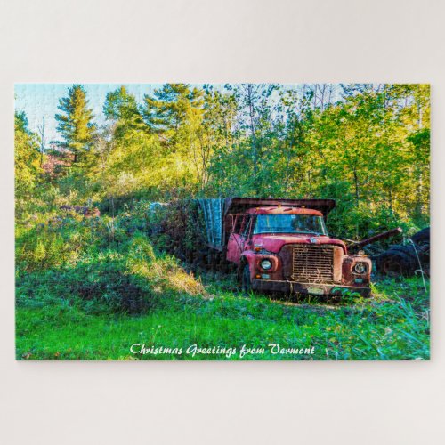 Old Vintage Truck VermontChristmas Greetings Jigs Jigsaw Puzzle