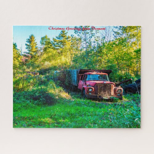 Old Vintage Truck VermontChristmas Greetings Jigsaw Puzzle