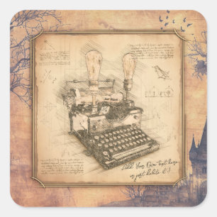 Old Vintage Typewriter. Author / Writer Gift Square Sticker