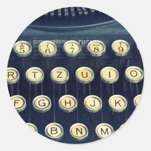 Old Vintage Typewriter Keyboard Keys Classic Round Sticker