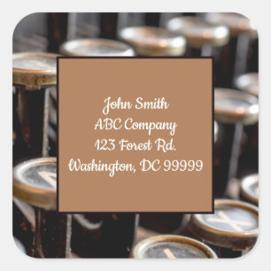 Old Vintage Typewriter Keys Return Address Square Sticker