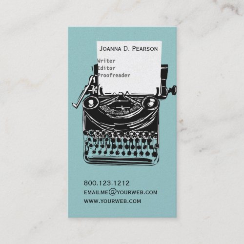 Old Vintage Typewriter Writer Editor Publishing Business Card