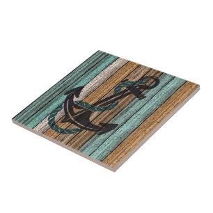 Old Vintage Weathered Wooden Planks Pattern Ceramic Tile