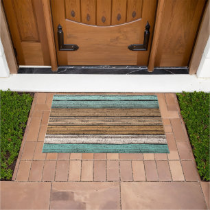 Old Vintage Weathered Wooden Planks Pattern Doormat
