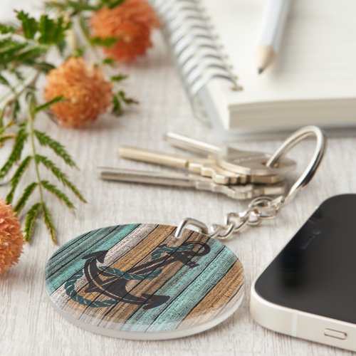 Old Vintage Weathered Wooden Planks Pattern Keychain