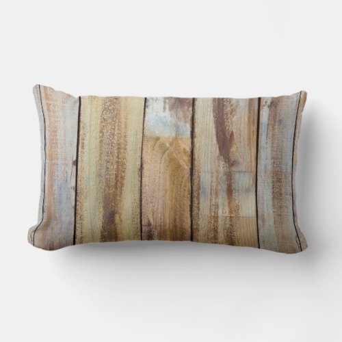 Old Vintage Weathered Wooden Planks Pattern Lumbar Pillow