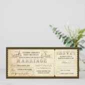 old vintage wedding invitations - tickets & RSVP (Standing Front)
