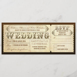 Old Vintage Wedding Tickets with RSVP Invitation