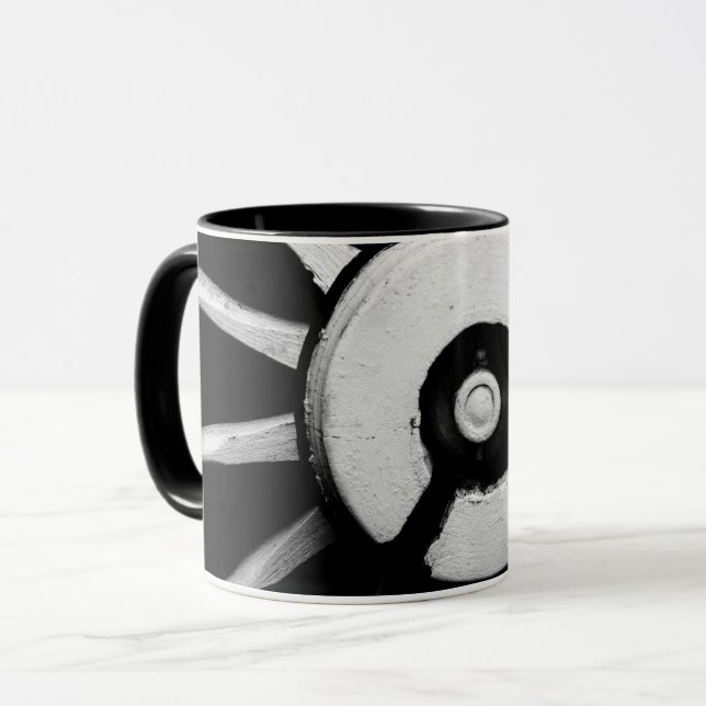 Old Vintage Western Wagon Wheel Mug (Front Left)