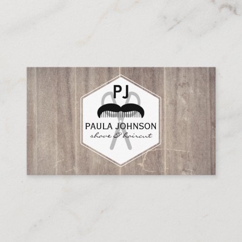 Old Vintage Wood Panel Shave and Haircut Business Card