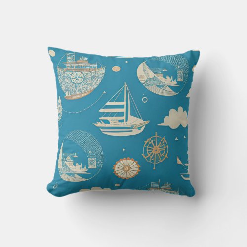 Old vintage World map by CallisC Throw Pillow