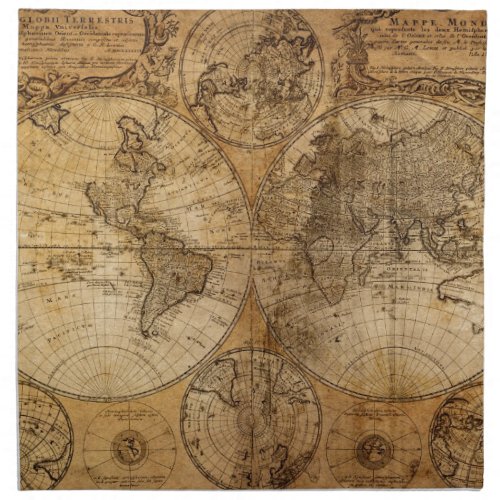 Old Vintage World Map Cloth Napkin