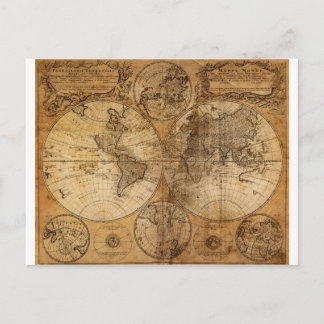 Old Vintage World Map Postcard
