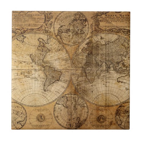 Old Vintage World Map Tile