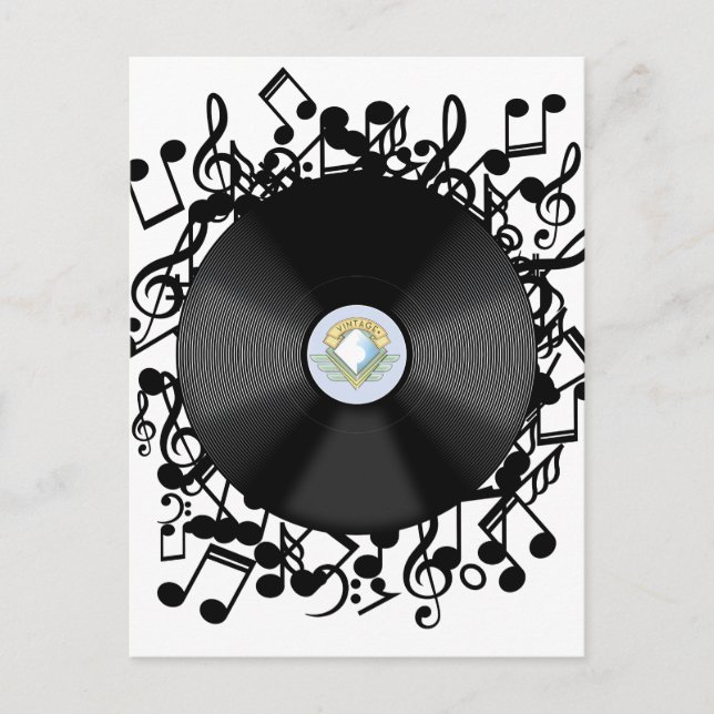 Old Vinyl Record and musical notes (Front)