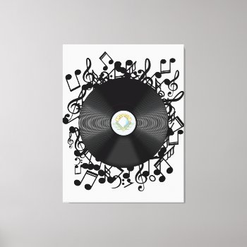 Old Vinyl Record And Musical Notes Canvas Print by bartonleclaydesign at Zazzle