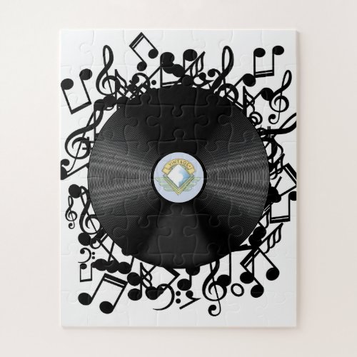 Old Vinyl Record and musical notes Jigsaw Puzzle