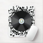 Old Vinyl Record And Musical Notes Mouse Pad at Zazzle