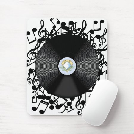 Old Vinyl Record And Musical Notes Mouse Pad
