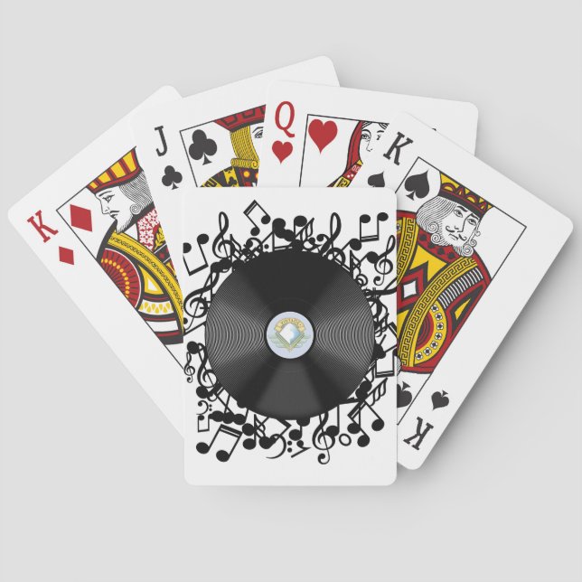 Old Vinyl Record and musical notes Poker Cards (Back)