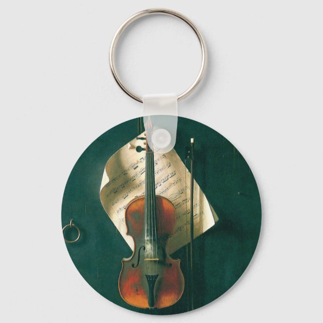 Old Violin Still Life by William Michael Harnett Keychain (Front)