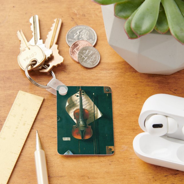 Old Violin Still Life by William Michael Harnett Keychain (Desk)