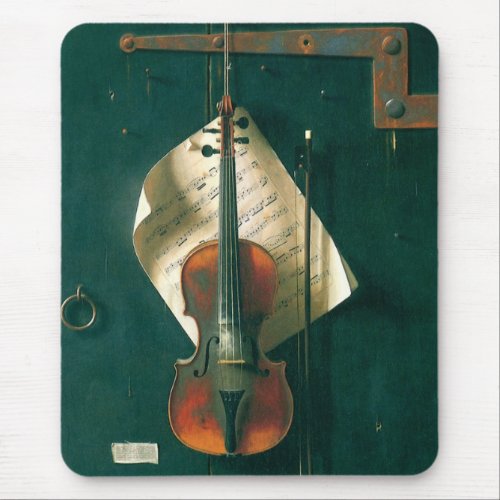 Old Violin Still Life by William Michael Harnett Mouse Pad