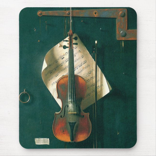 Old Violin Still Life by William Michael Harnett Mouse Pad (Front)