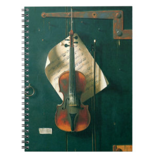 Old Violin Still Life by William Michael Harnett Notebook