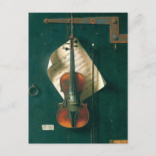 Old Violin Still Life by William Michael Harnett Postcard