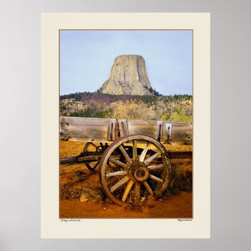 Old Wagon and Devils Peak _ Wyoming Poster