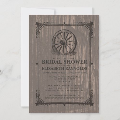 Old Wagon Wheel Bridal Shower Invitations