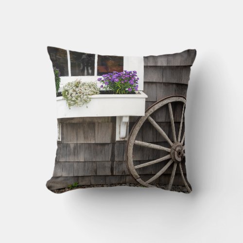 Old Wagon Wheel Throw Pillow
