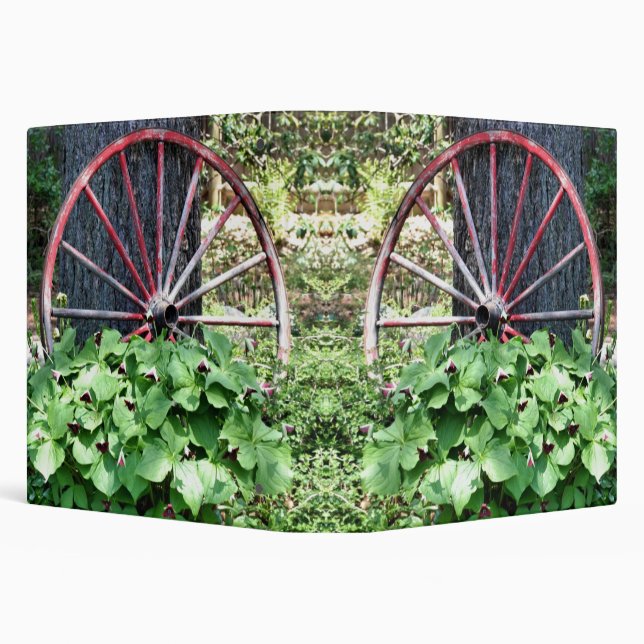 Old Wagon Wheel Trillium Flower Garden  3 Ring Binder (Background)
