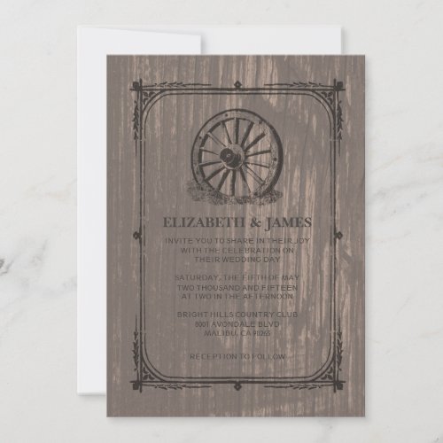 Old Wagon Wheel Wedding Invitations
