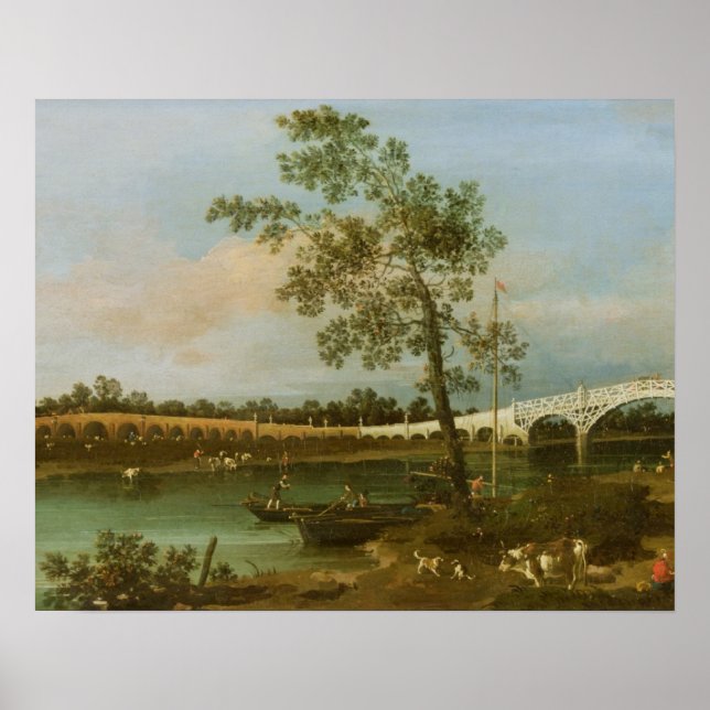 Old Walton's Bridge, 1755 (oil on canvas) Poster (Front)