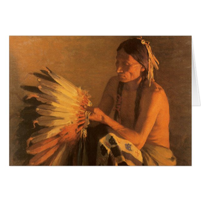 Old War Bonnet by Joseph Henry Sharp Cards (Front Horizontal)
