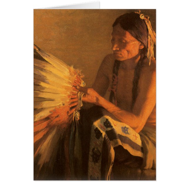 Old War Bonnet by Joseph Henry Sharp Cards (Front)