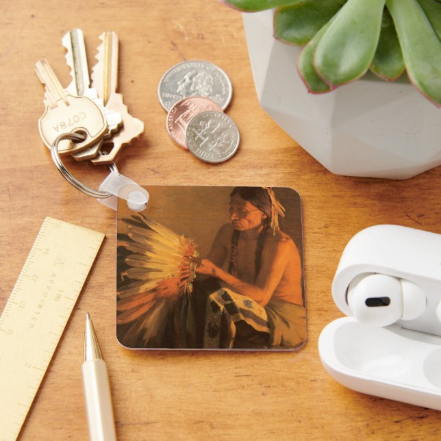 Old War Bonnet by Joseph Henry Sharp Keychain (Desk)