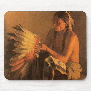 Old War Bonnet by Joseph Henry Sharp Mouse Pad