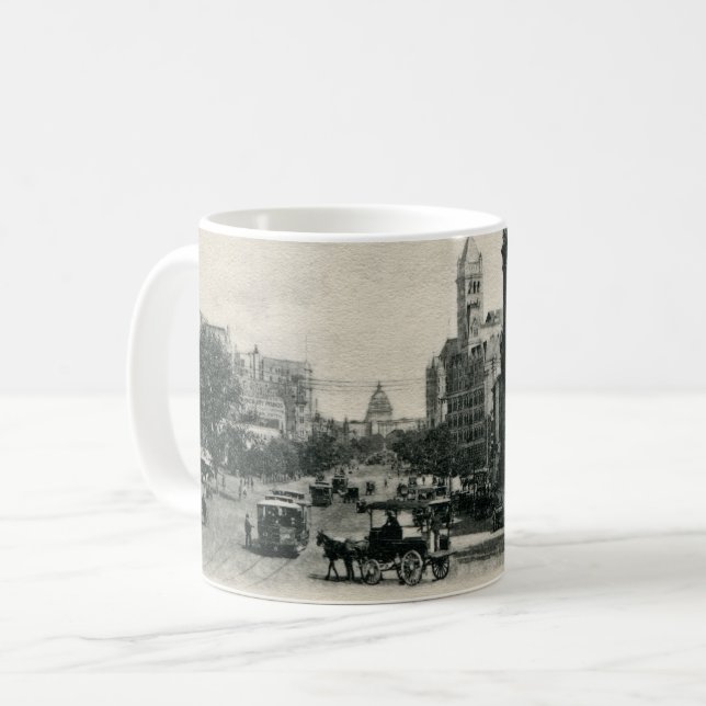 Old Washington DC Pennsylvania Ave  Postcard Coffee Mug (Front Left)