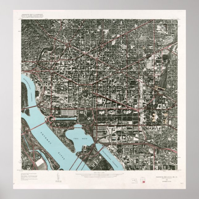 Old Washington DC Satellite Photograph Map (1968)  Poster (Front)